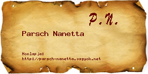 Parsch Nanetta névjegykártya